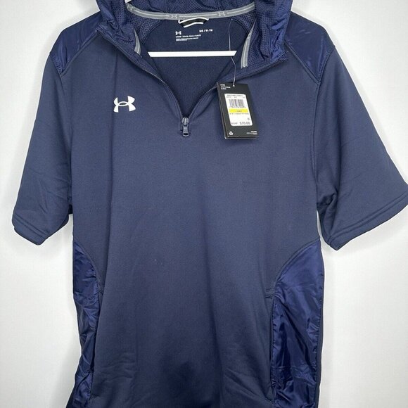 Under Armour Men's Command Short Sleeve Hoodie Navy Blue NEW Mens Medium - Picture 2 of 4